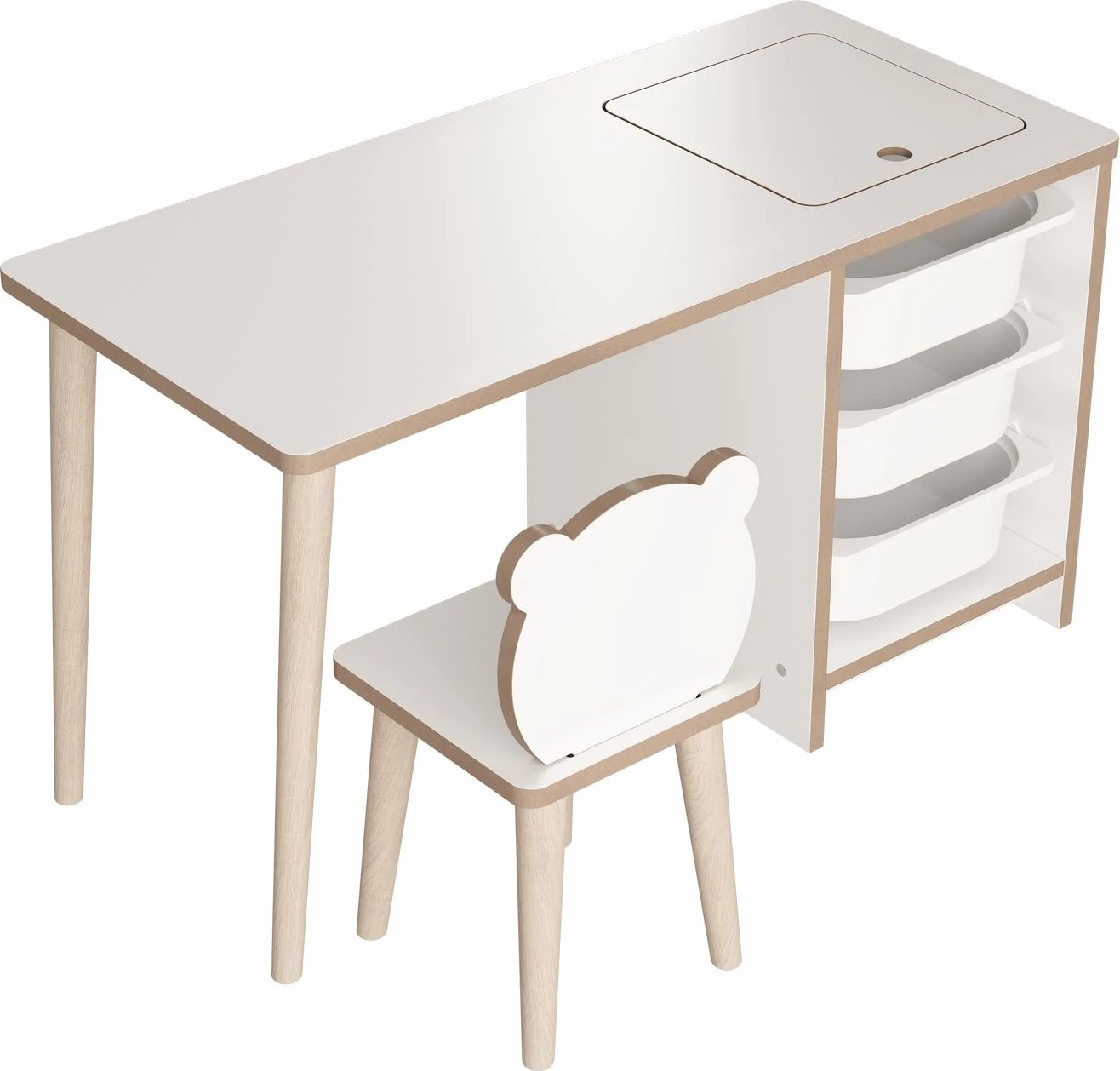 Set tavoline me karrige për fëmijë, Hanah Home, Soho, e bardhë