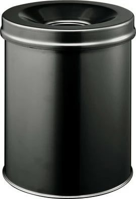 Kosh mbeturinash Durable 3305-01, 15L, rrumbullakët, çelik, kapak alumini, e zezë