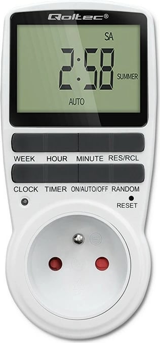 Programator kohe elektronik Qoltec PC0628, 3680W, 16A, LCD, Bardhë