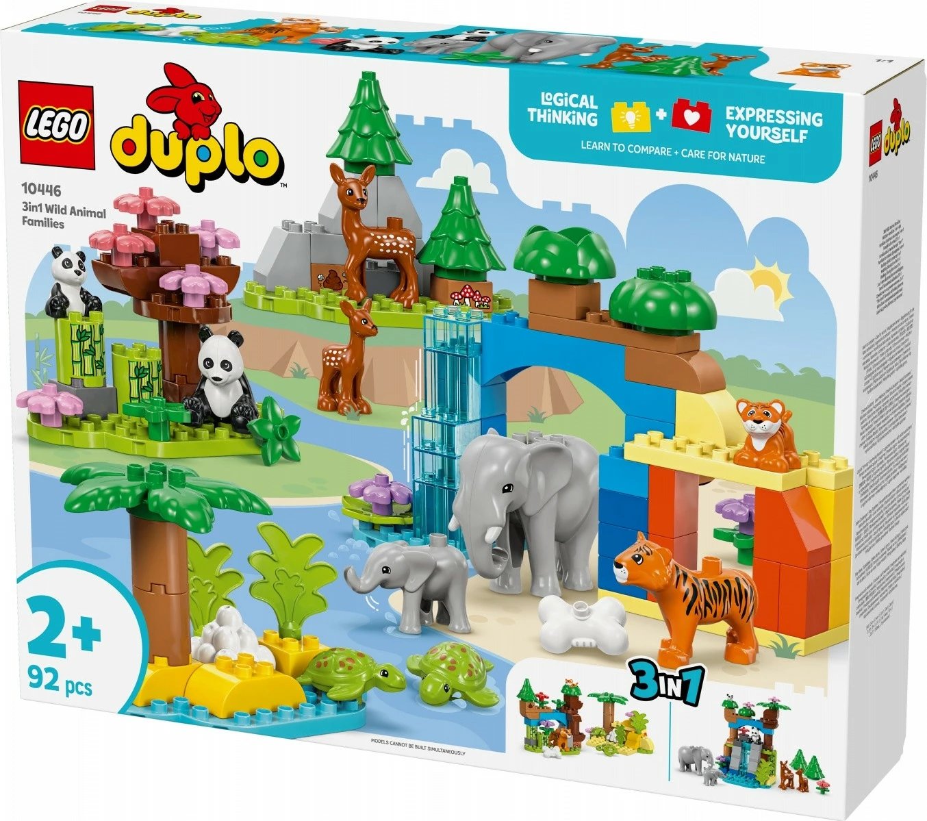 Set lodrash LEGO DUPLO 3n1 Wild Animals Family 10446, 92 pjesë, plastikë