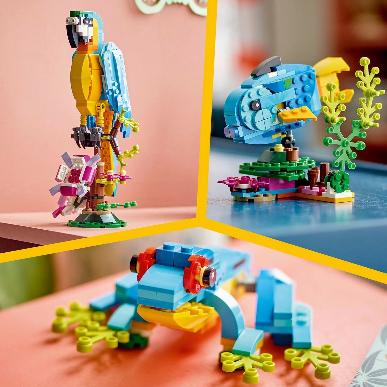 Set ndërtimi LEGO Creator 3-in-1 Papagalli Ekzotik, 253 pjesë, shumëngjyrësh