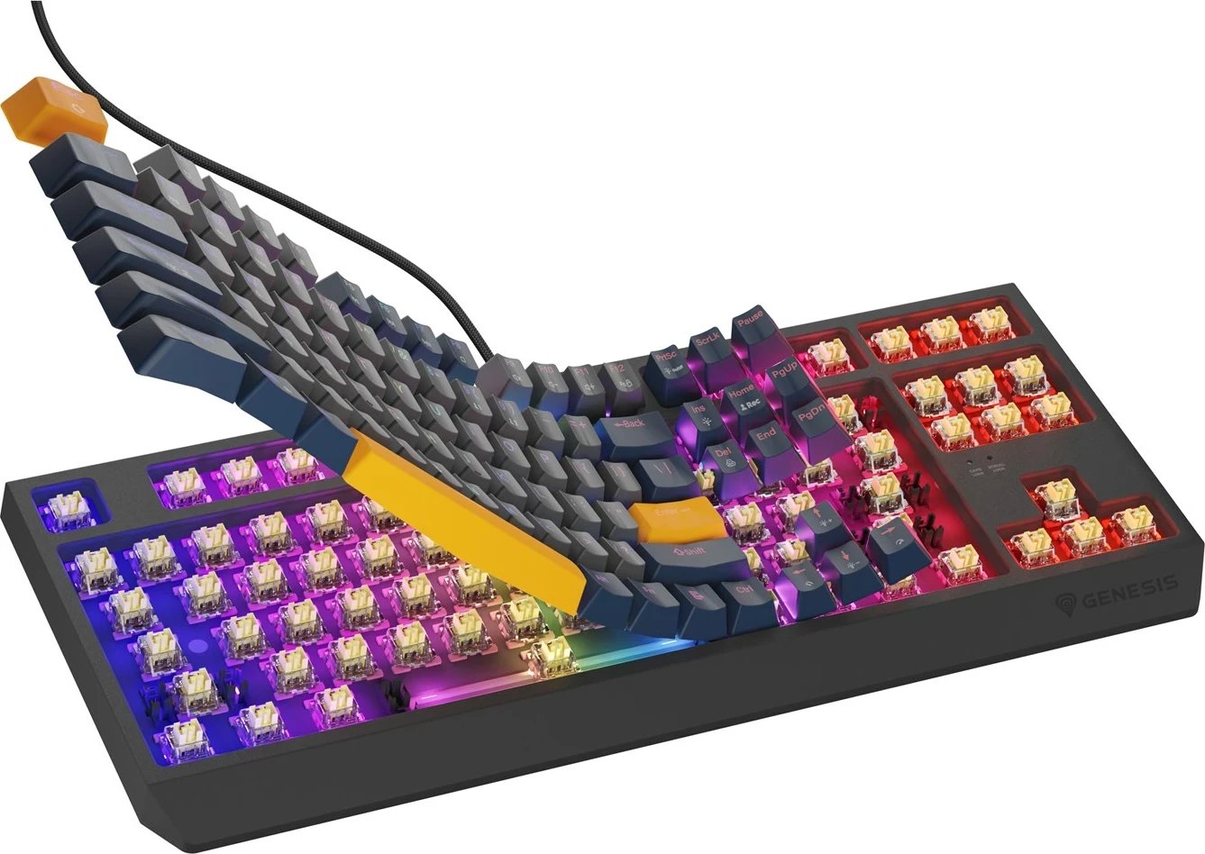 Tastierë gaming GENESIS Thor 230 TKL, mekanike, RGB LED, USB, Kaltër