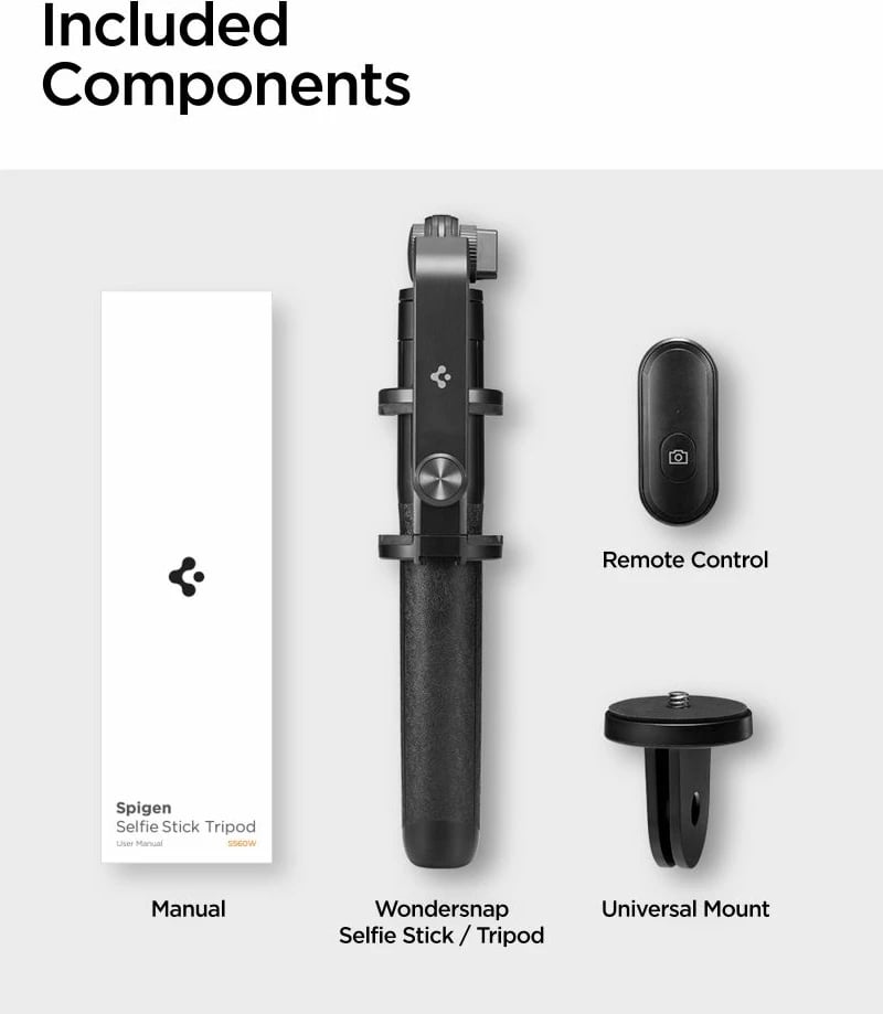 Selfie stick me tripod Spigen S560W me Bluetooth, i zi