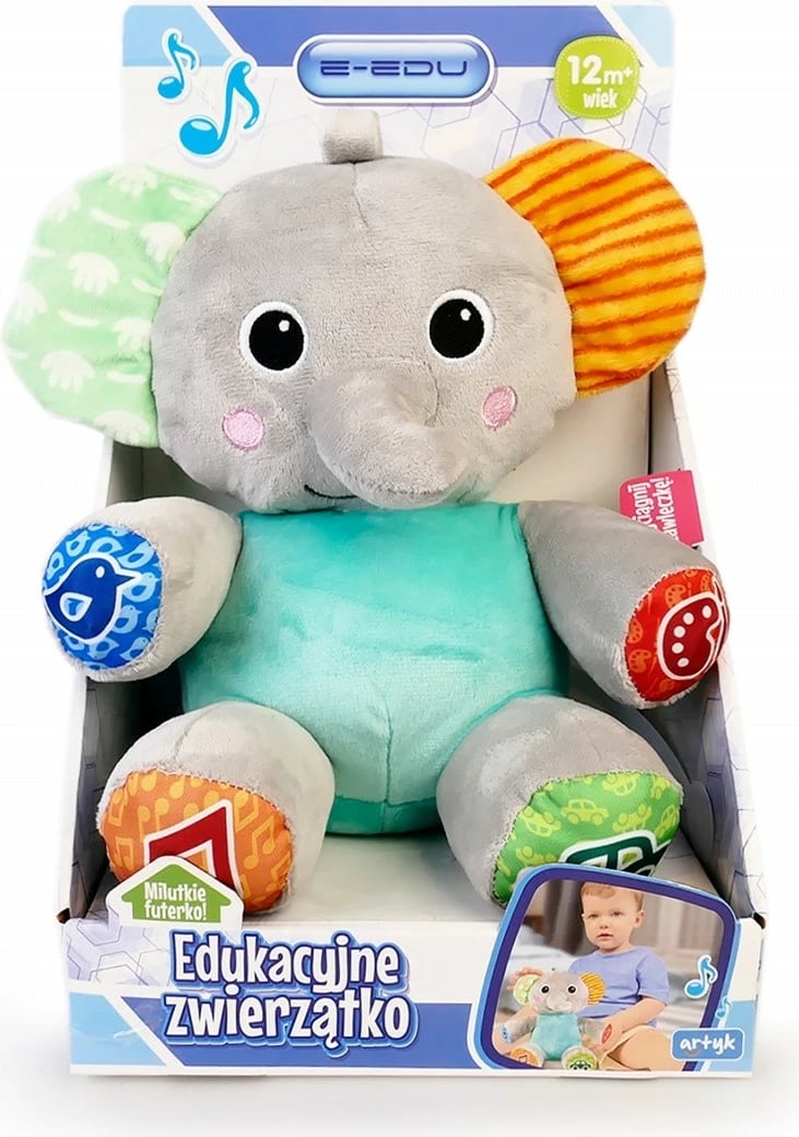 Lodër pelushi interaktive Artyk E-Edu, 25 cm, shumëngjyrëshe
