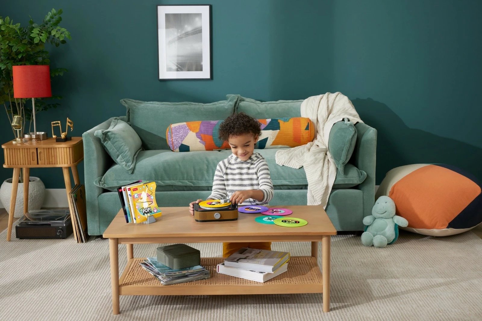 Gramofon lodër Fisher Price JGX04, me 5 disqe, shumëngjyrësh