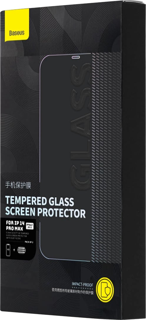 Set xham i temperuar Baseus për iPhone 14 Pro Max, 2 copë, 0.3mm, Transparent