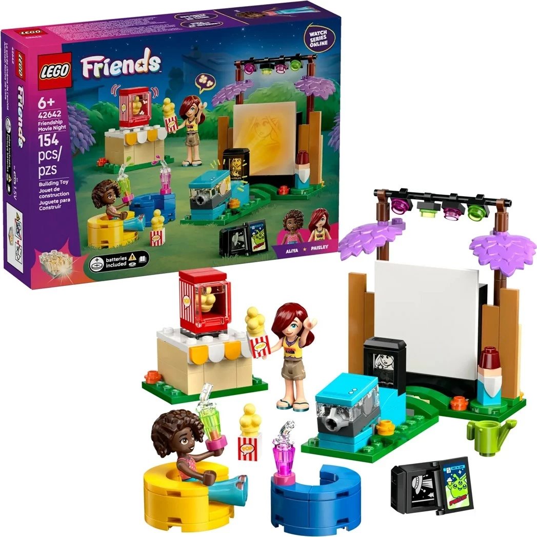 Set lodrash LEGO Friends 42642 Friendship Movie Night, 154 pjesë, me 2 minifigura
