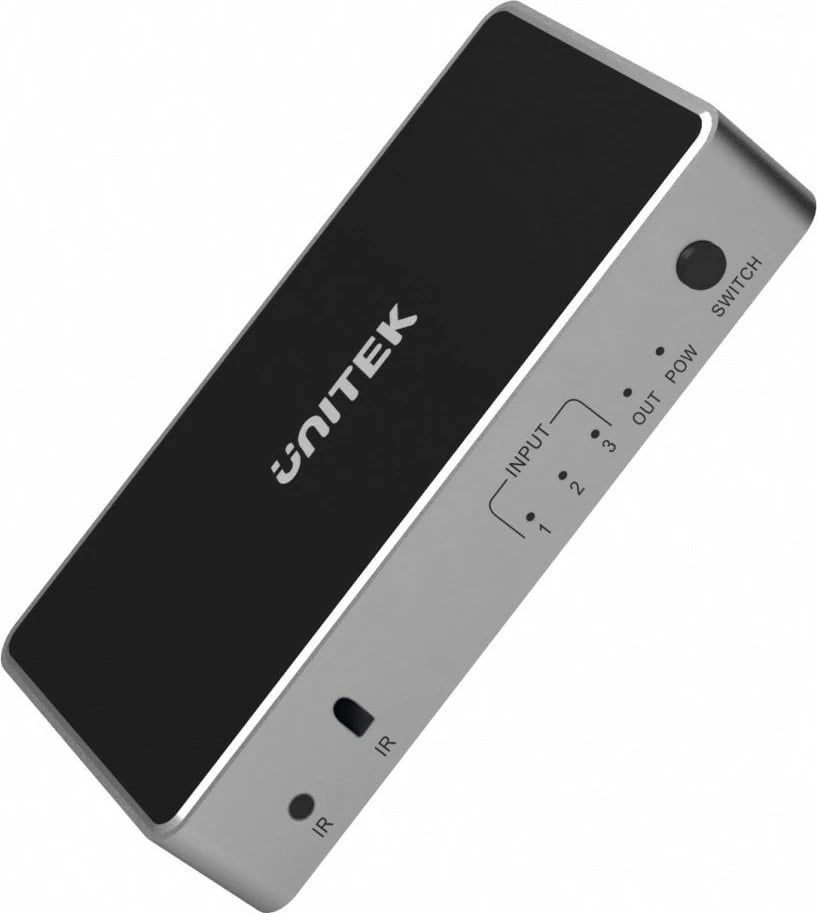 Adapter HDMI Splitter Unitek V1111A, 3 hyrje - 1 dalje, me telekomandë, 4K, Zi/Gri