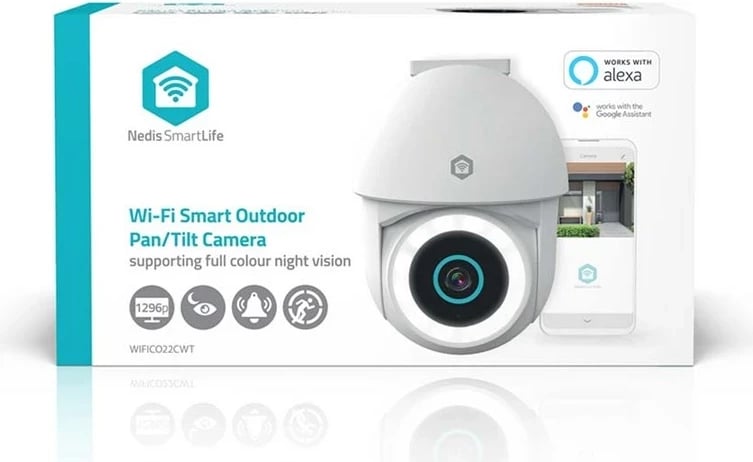 Kamerë sigurie dome Nedis WIFICO22CWT, IP, 2 MP, Full HD, Wireless, e bardhë