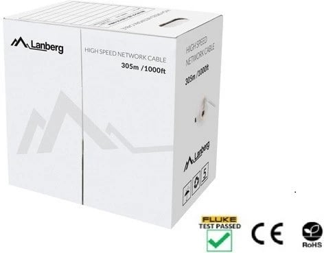 Kabllo LANBERG UTP CAT.5E 305M, e zezë