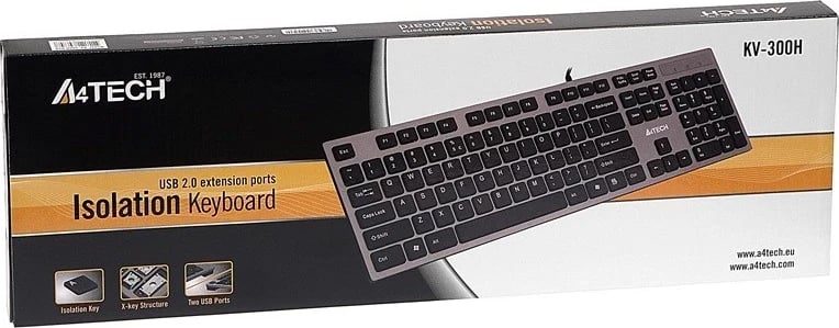 Tastierë A4 TECH KV-300H, USB, QWERTY, Gri