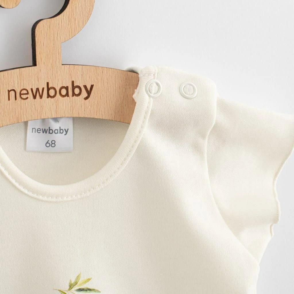 Fustan për foshnje, New Baby, Olives, mëngë të shkurtra, pambuk organik 100%, madhësia 74 (6-9m), bezhë