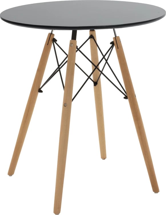 Tavolinë me karrige Aurora-Julita, set prej 3 pjesësh, MDF-PP, ngjyrë natyrale-e zezë, D60x73cm