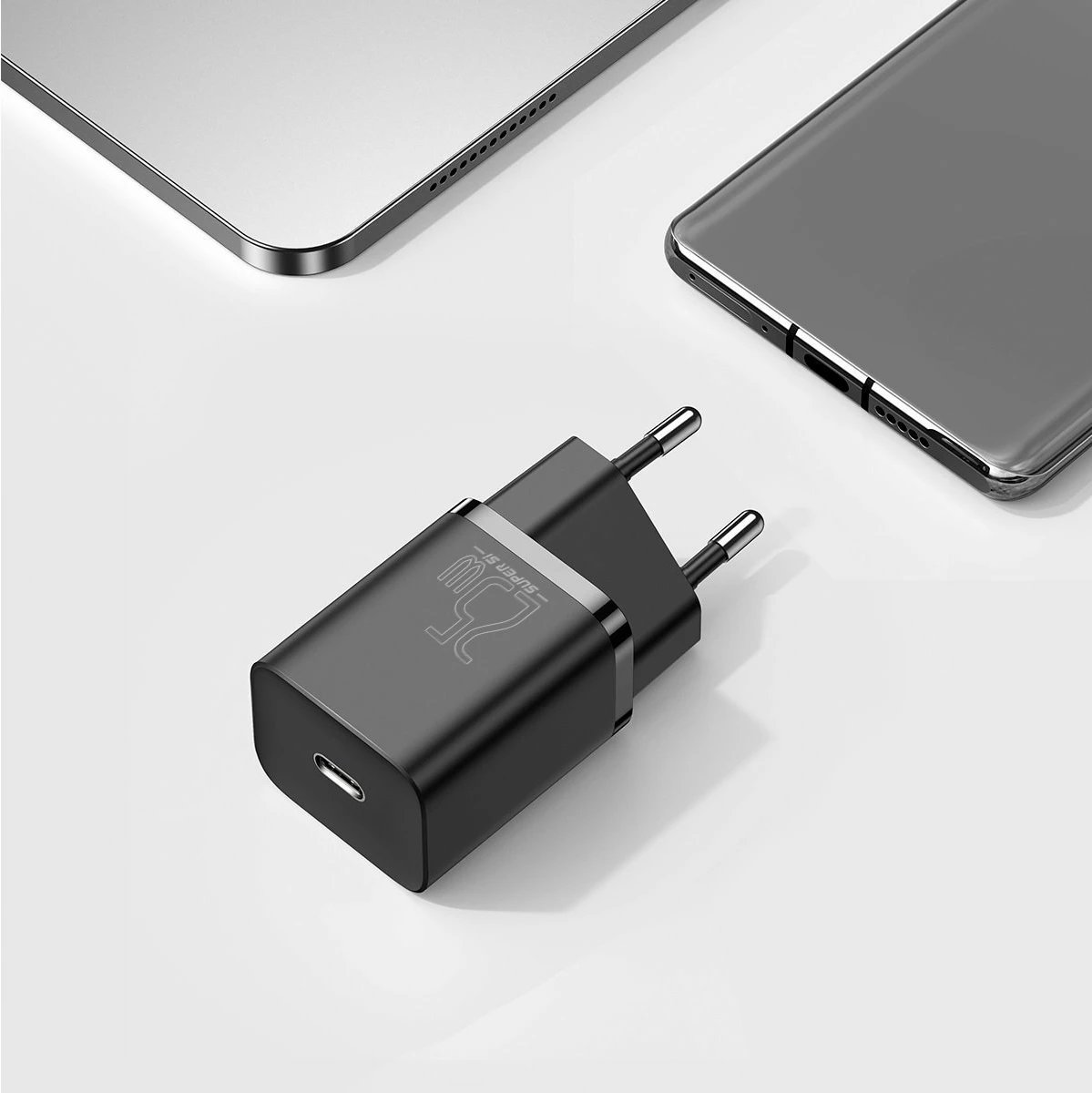 Karikues i shpejtë Baseus Super Si Quick Charger 1C 25W me kabllo USB-C në USB-C 1m, Zi