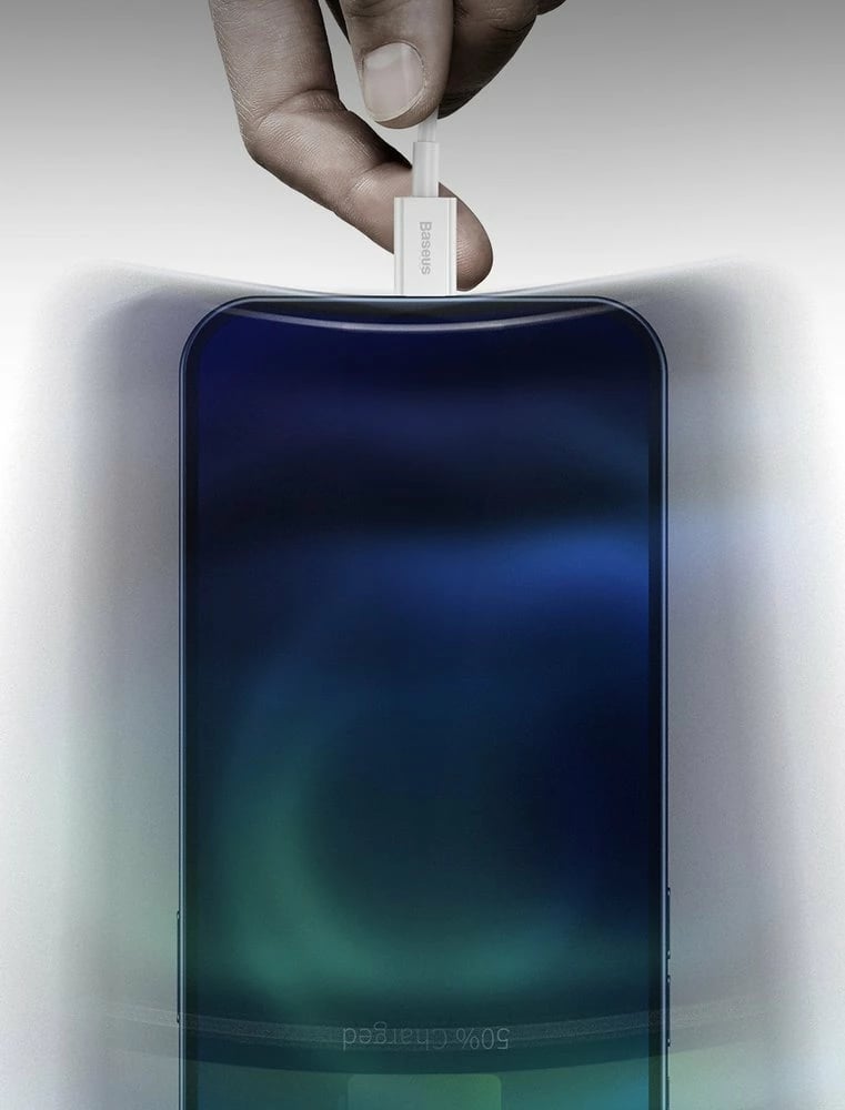 Kabllo Baseus Superior USB në Lightning, 0.25m, 2.4A, Bardhë