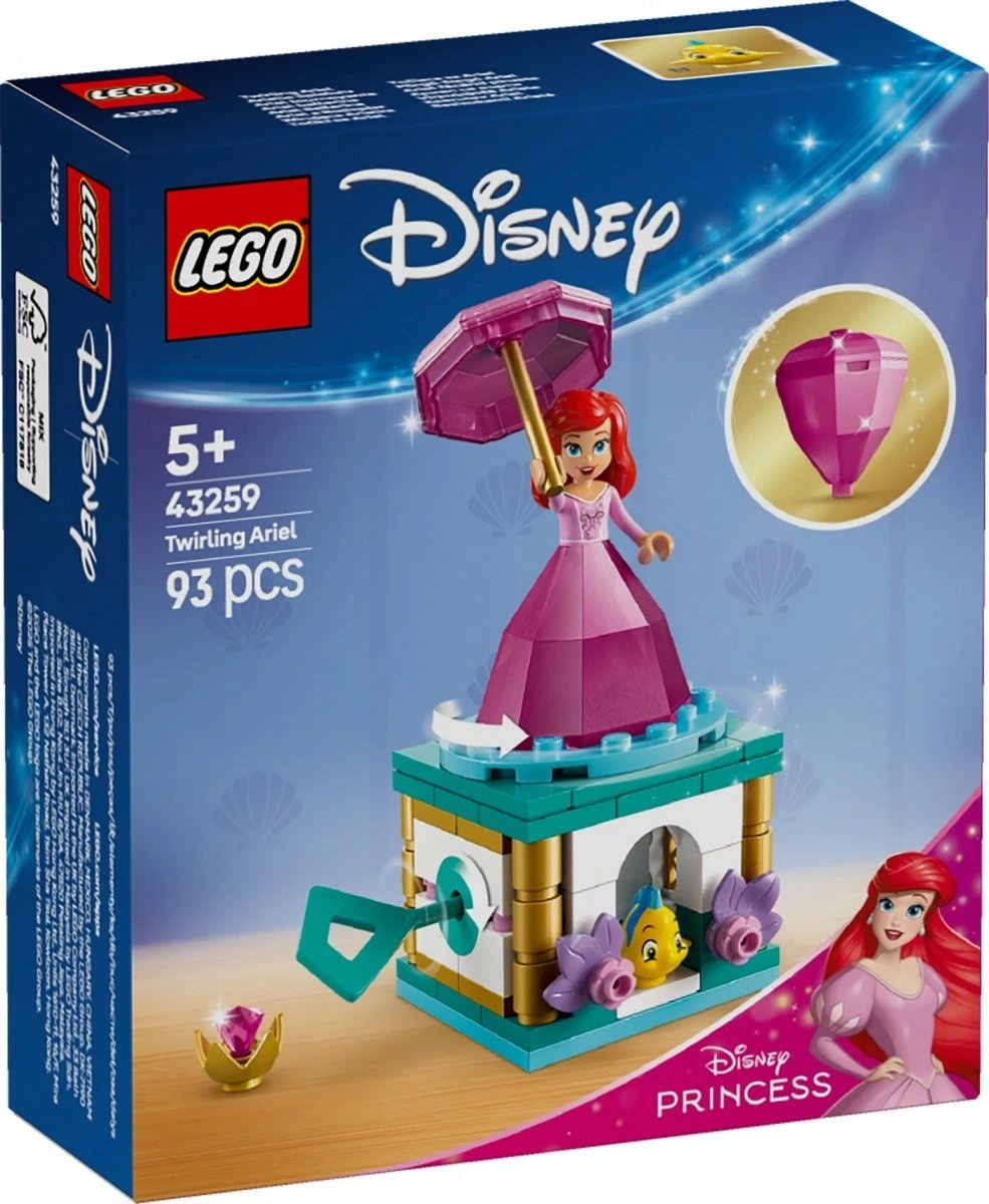 Set LEGO Disney Princess Spinning Ariel 43259, 93 pjesë, Rozë