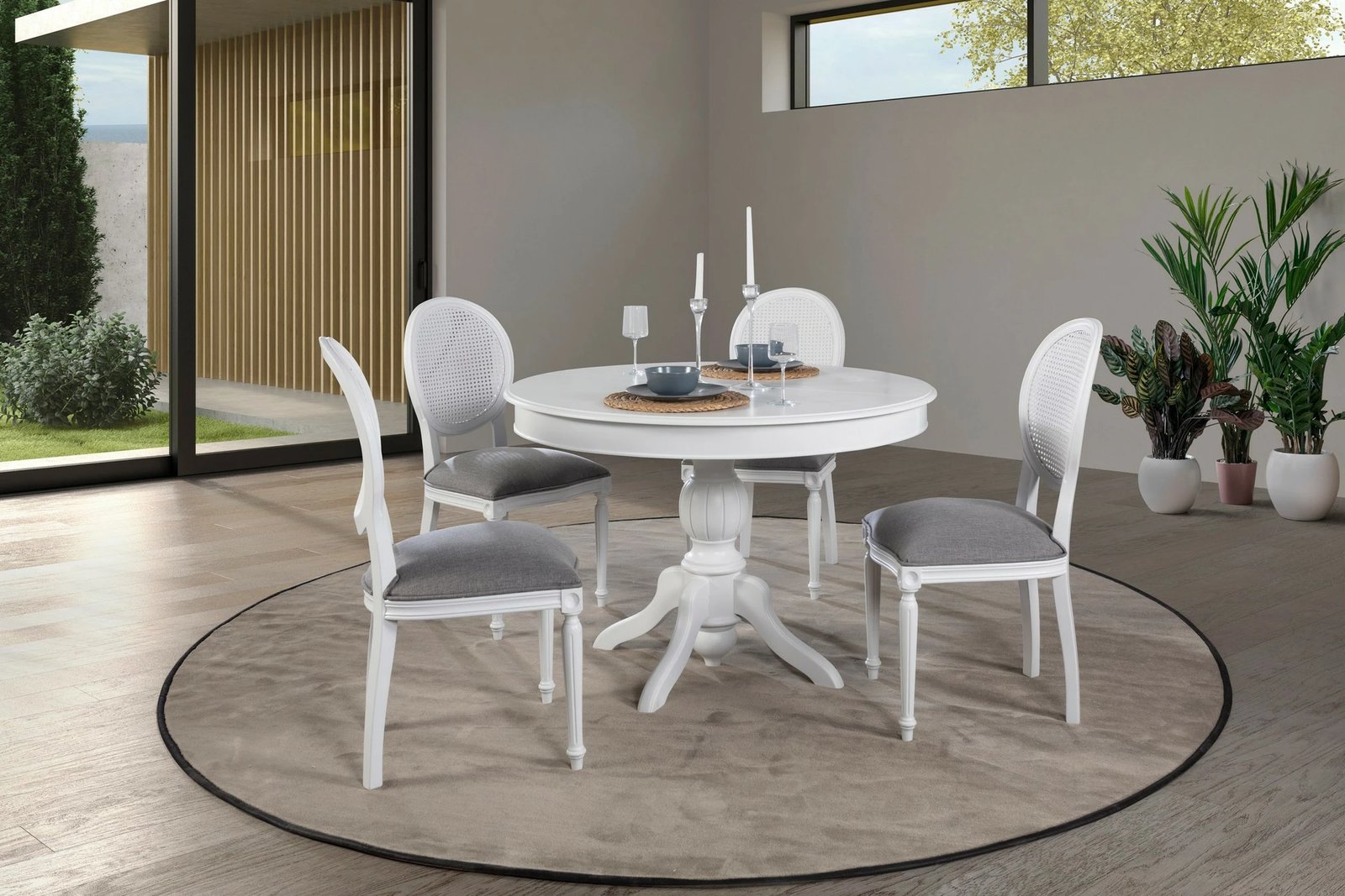 Tavolinë me karrige, zgjatshme, natyrale, Skye Decor, Albero151, 5 copë