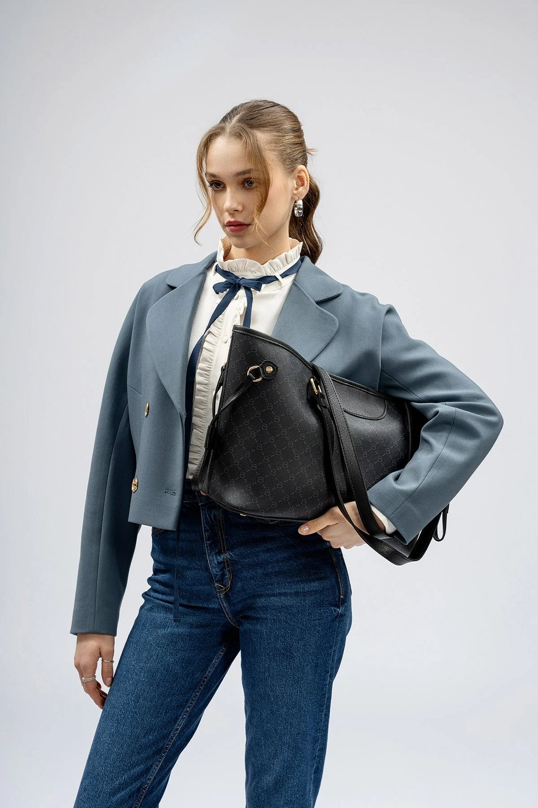 Çantë tote Lucky Bees, 355 v2, e zezë, gri