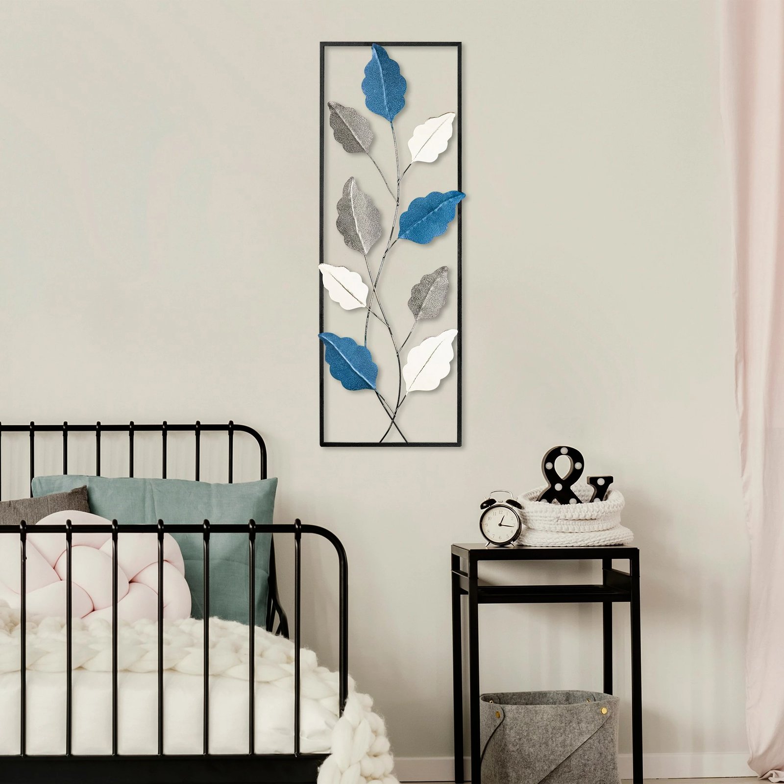 Aksesor dekorativ metalik për mur, Wallity Fagus 2, shumëngjyrësh, 32x90cm