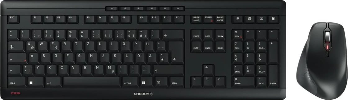 Tastierë dhe Maus Cherry Desktop STREAM COMFORT Wireless [DE] i zi, Fullsize, i heshtur