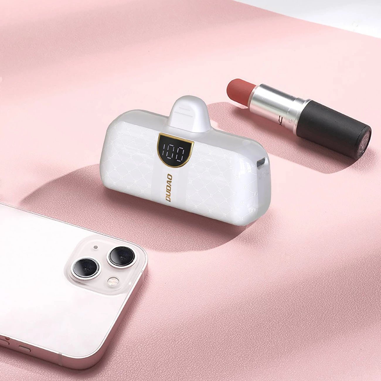 Powerbank Dudao K20SL, 5000 mAh, Lightning/USB-C, Bardhë