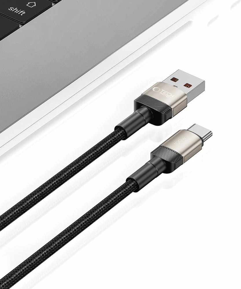 Kabllo Tech-Protect UltraBoost Evo, USB-C në USB-A, 1m, 100W, titanium Kabllo Tech-Protect UltraBoost Evo, USB-C në USB-A, 1m, 100W, titanium