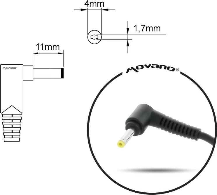 Karikues laptopi Mitsu ZM/LEN20225, 45W, 20V 2.25A, për Lenovo, i zi