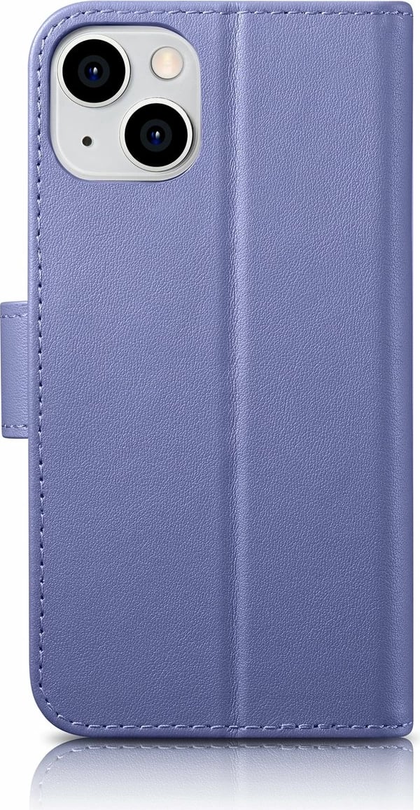 Mbështjellës iCarer Wallet Case 2in1 për iPhone 14, lëkurë natyrale, Anti-RFID, Vjollcë e çelët
