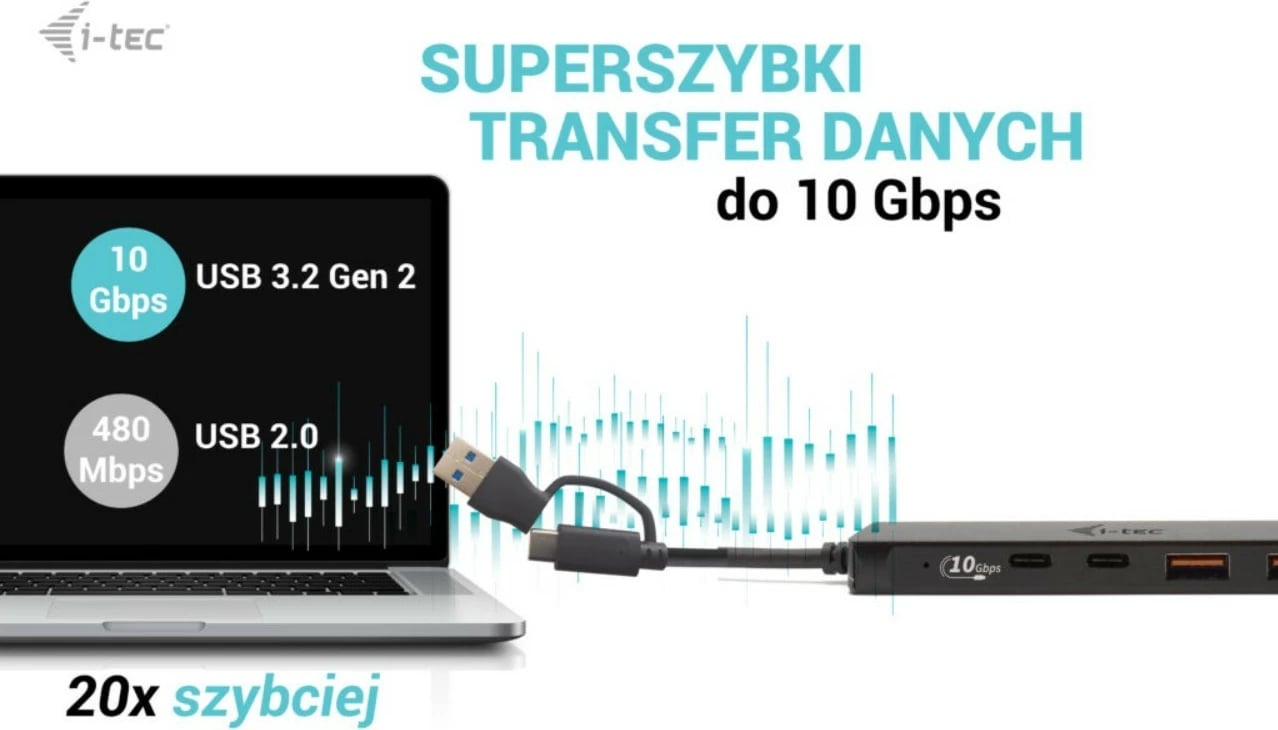 Hub USB i-tec C31HUBMETAL2A2C, 2x USB 3.0, 2x USB-C, 10 Gbps, Metal, Zi