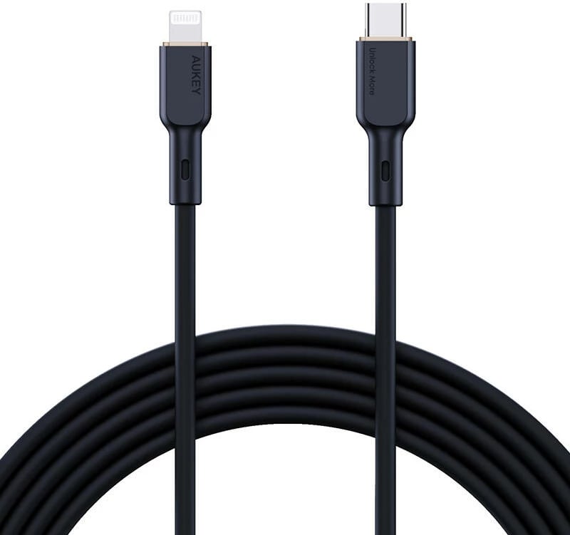 Kabllo USB-C në Lightning Aukey CB-SCL1, 1m, 27W, e zezë