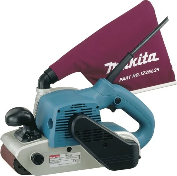 Lëmues rripi Makita 9403J, 1200W, 500 m/min, me thes pluhuri, me valixhe