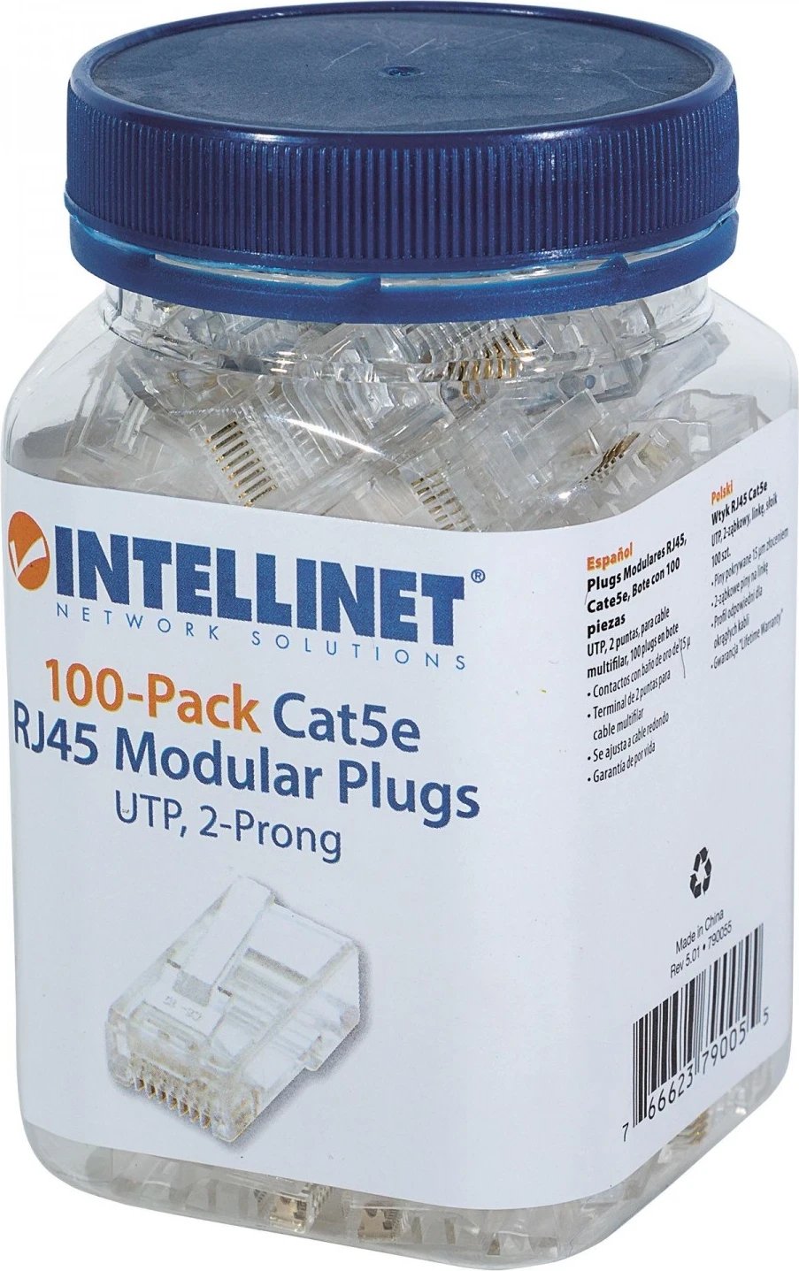 Konektorë RJ45 Cat5e UTP nga Intellinet, 100 copë, transparent