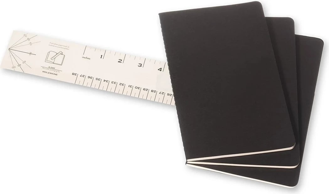 Fletore shkrimi Moleskine Cahier, 80 fletë, Set 3 copë, E zezë