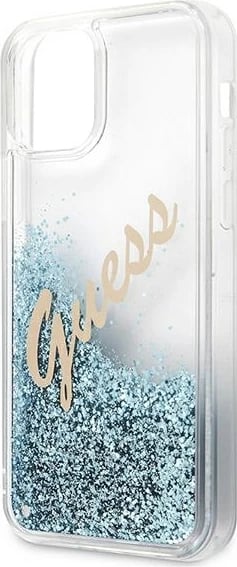Mbështjellës Guess GUHCP12SGLVSBL për iPhone 12 mini 5.4", Glitter Liquid Vintage, Kaltër
