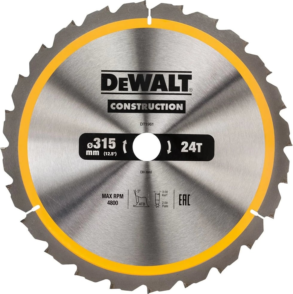 Disk sharrë rrethore DeWALT DT1184-QZ, 305 mm, 80 dhëmbë, e verdhë