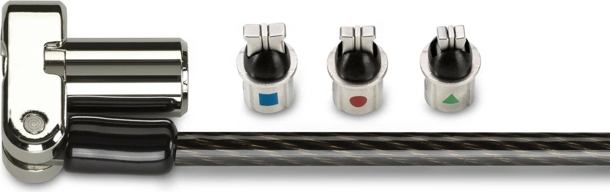 Kabllo sigurie Kensington Universal 3-në-1 me çelës, 1.8m, e zezë/metal