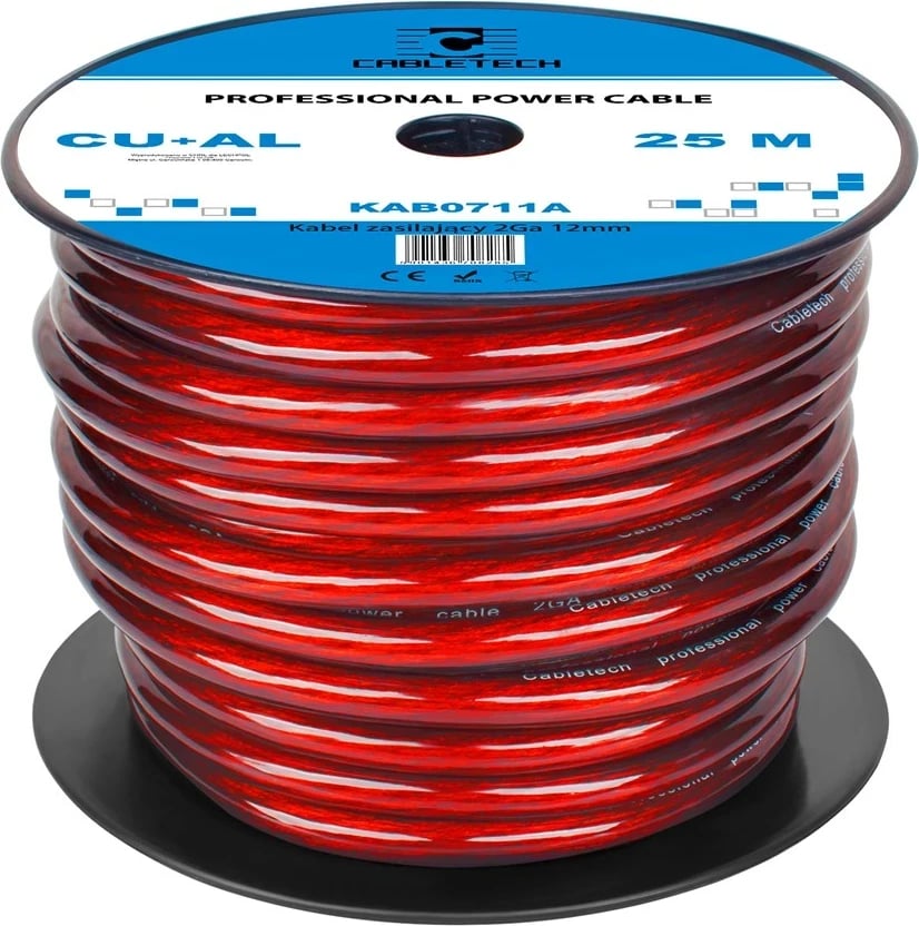 Kabëll profesional CABLETECH 2Ga OD12mm CU+AL, 25m
