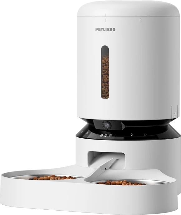 Shpërndarës ushqimi për kafshë Petlibro Granary PL-AF203-36W me kamerë, 5L, bardhë, me dy tasa