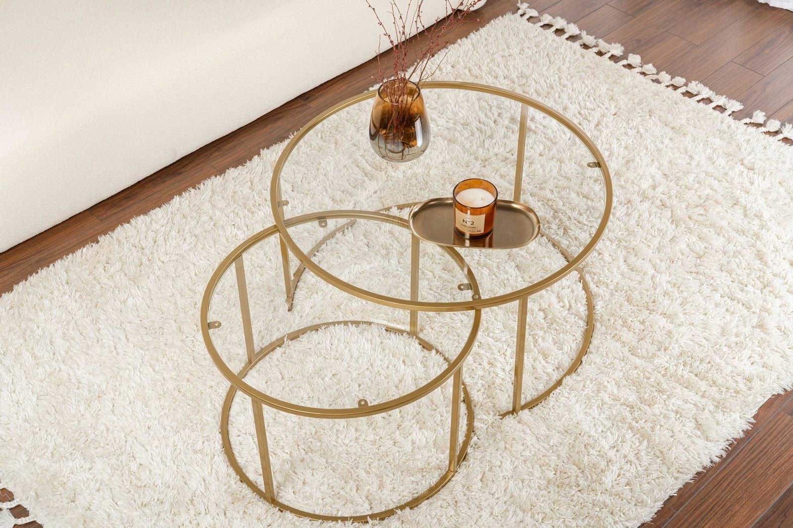 Set tavolinash kafeje Nordure, Aurum - 80, 60 - ngjyrë ari, transparente