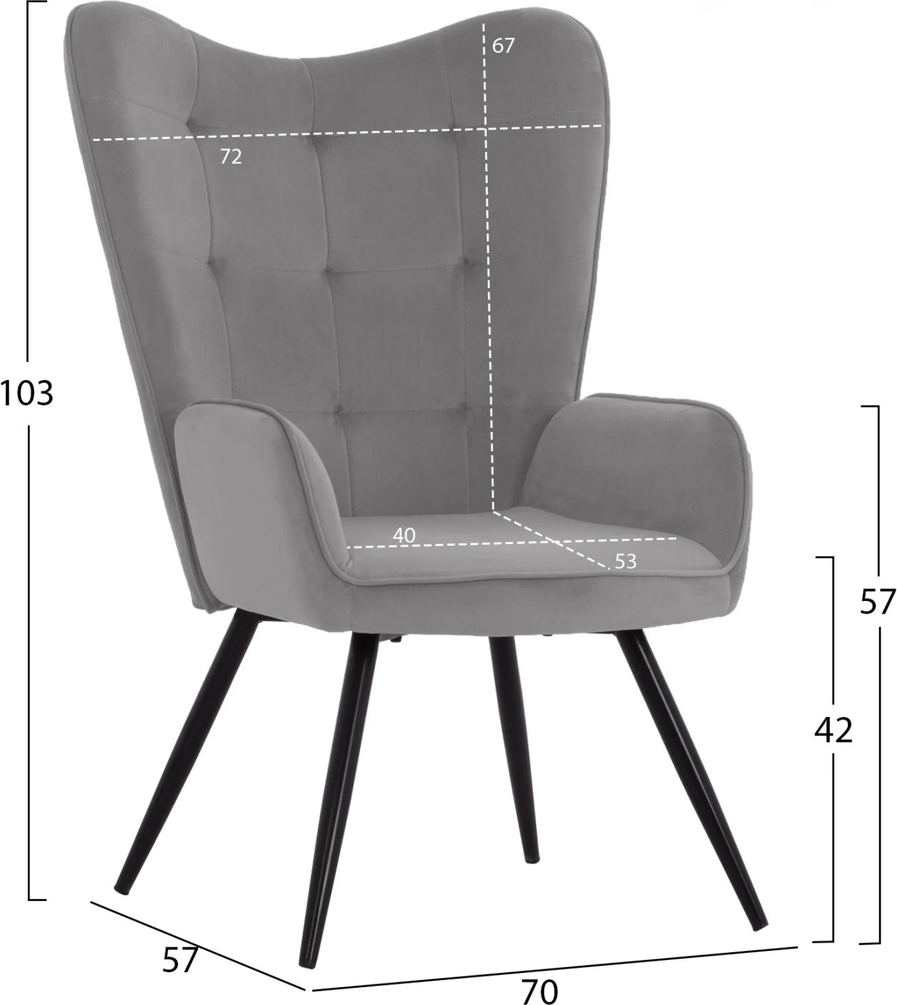 Karrige CRAWLEY me tabure, kadife gri, FH8918.01