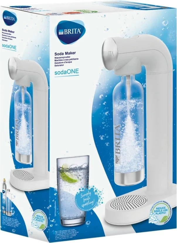 Saturator uji Brita sodaONE, plastikë, 1L, i bardhë, me cilindër CO2 dhe shishe PET