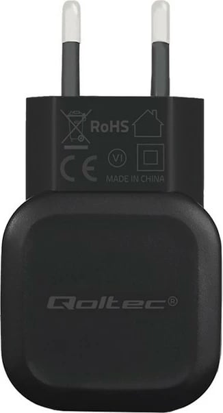 Karikues muri Qoltec 50195, 12W, 5V, 2.4A, USB + kabllo Micro USB, Zi