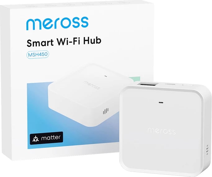 Gateway Wi‑Fi, Meross, MSH450MA (EU), Matter, sirenë 110 dB, Ethernet + Wi‑Fi 2.4 GHz, deri 32 pajisje