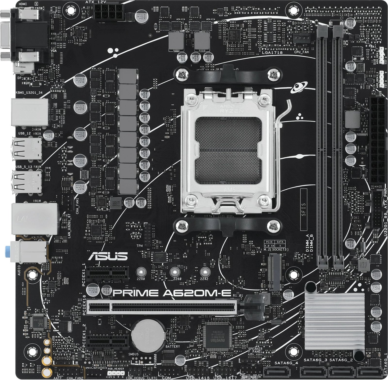 Pllakë amë ASUS PRIME A620M-E-CSM, AMD, Socket AM5, DDR5-SDRAM, 96 GB