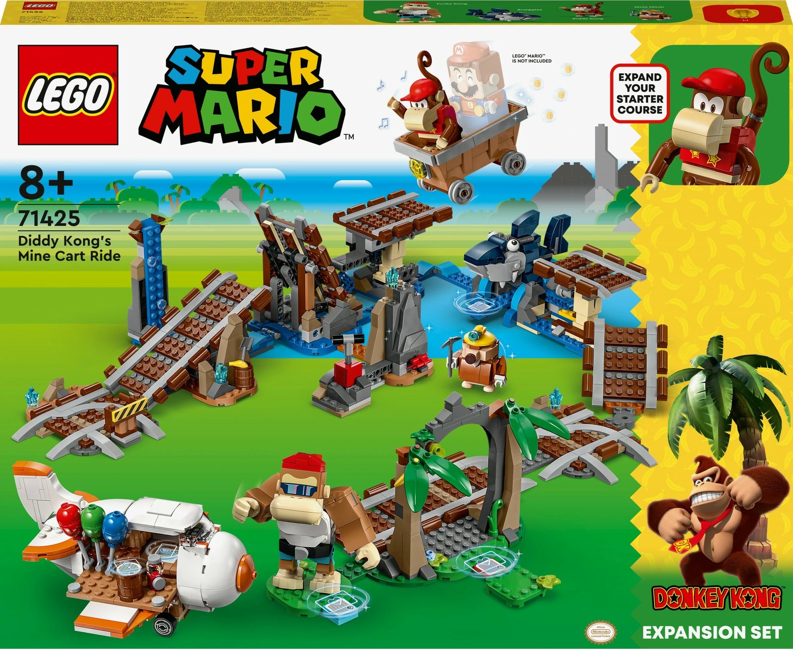 Set ndërtimi LEGO Super Mario Diddy Kong's Mine Cart Ride 71425, 1157 pjesë, shumëngjyrësh
