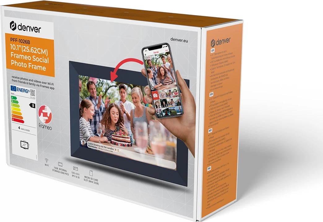 Kornizë digjitale Denver Frameo PFF-1026B, 10.1", 16 GB, e zezë Kornizë digjitale Denver Frameo PFF-1026B, 10.1", 16 GB, e zezë