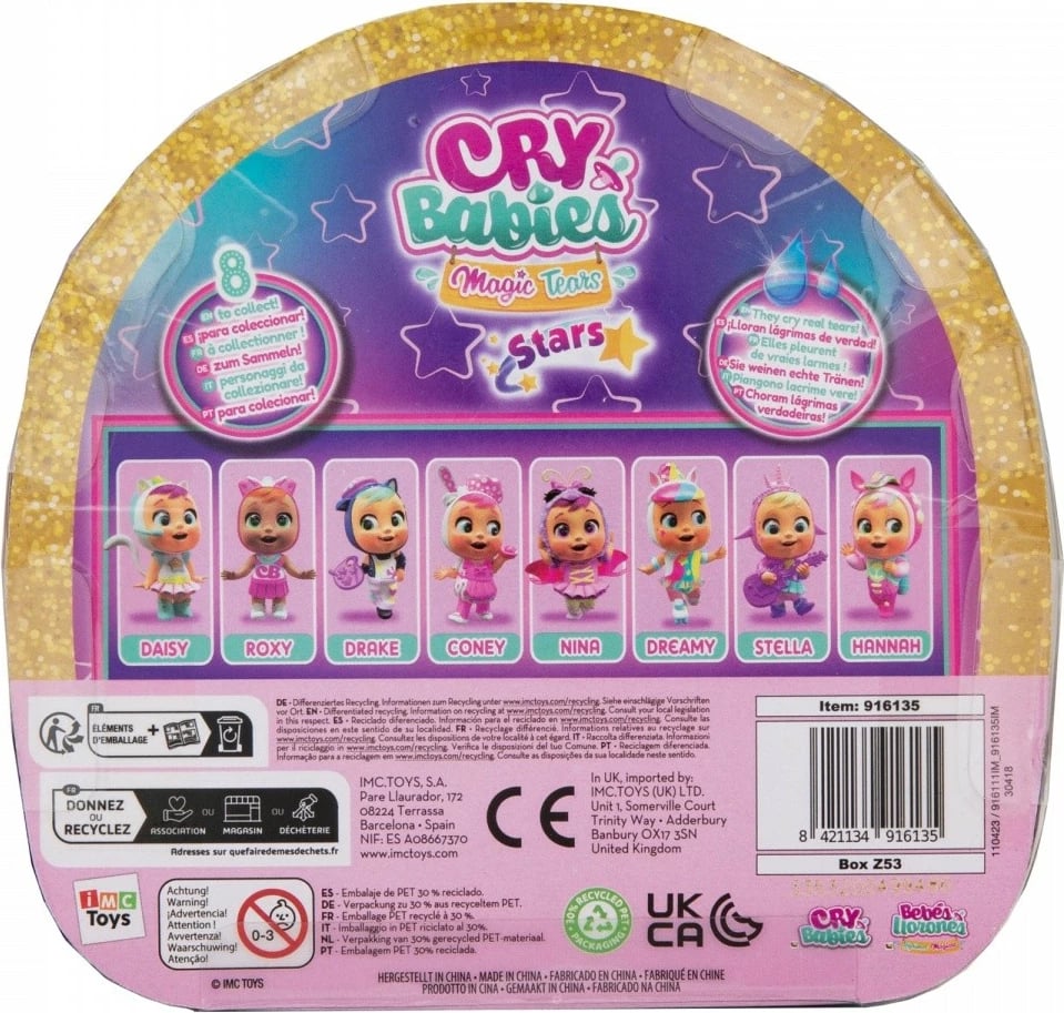 Kukull Cry Babies Magic Tears Di Stars Talent, Tm Toys, IMC916135, për vajza, plastikë, rozë