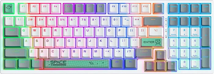 Tastierë mekanike ONIKUMA G38, 98 taste, me kabllo, e bardhë, me ndriçim RGB
