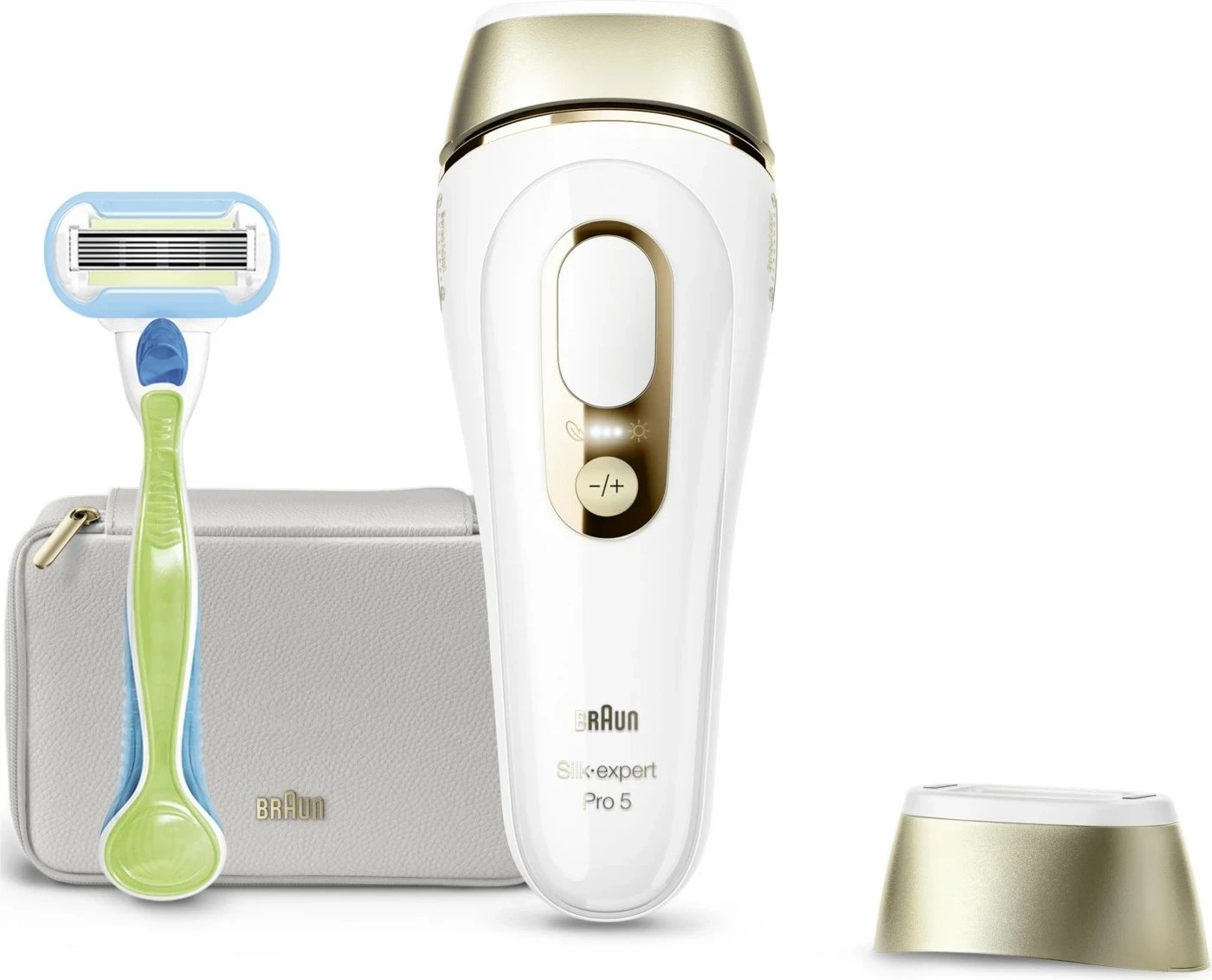 IPL Braun Silk-expert Pro 5 PL5052, sensor lëkure, 2 moda, bardhë-ari