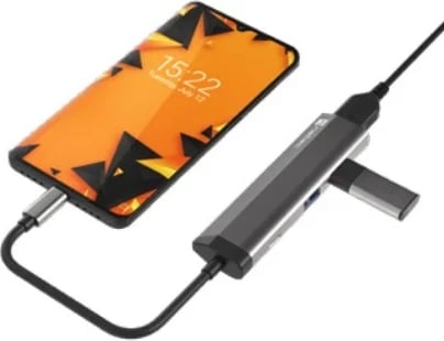 Hub USB NATEC Fowler Slim, Wired, Type-C, 5 Gbit/s, Zi